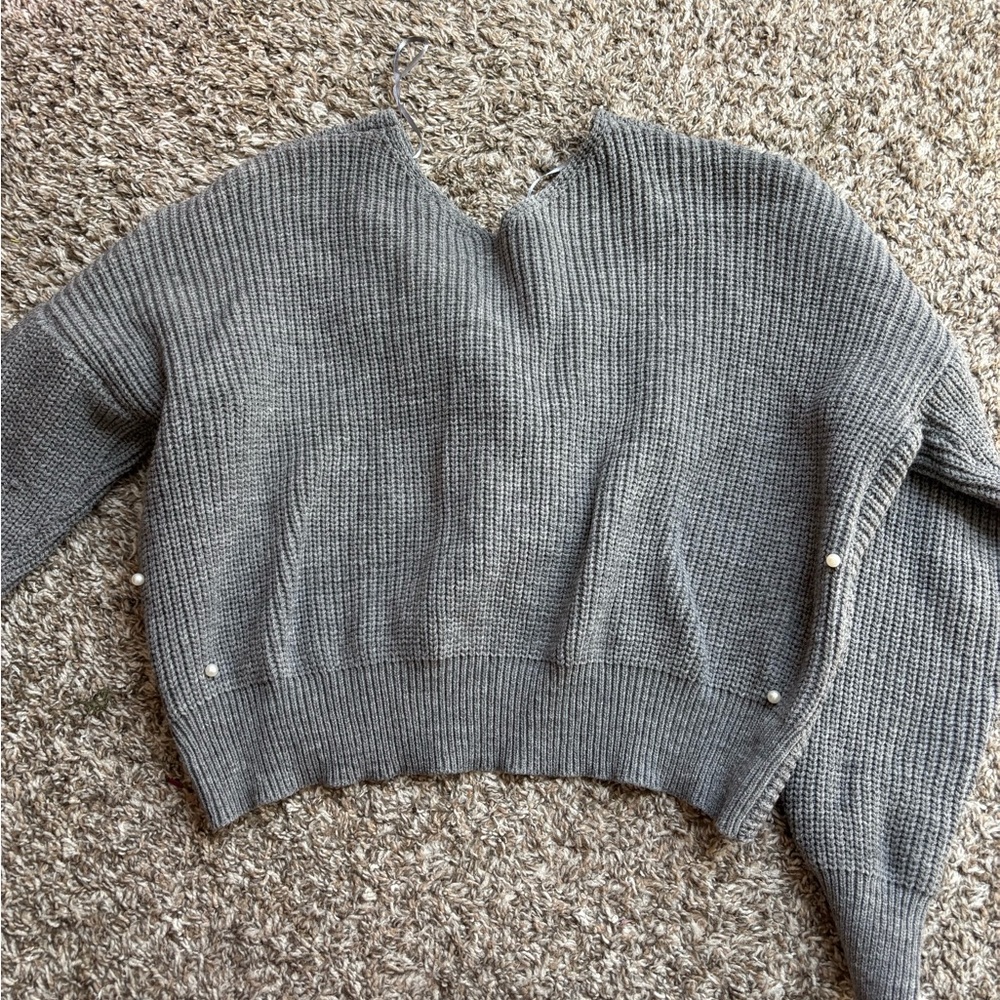 Timing Gray Pearl-Embellished Women's Cardigan - Picture 4 of 5
